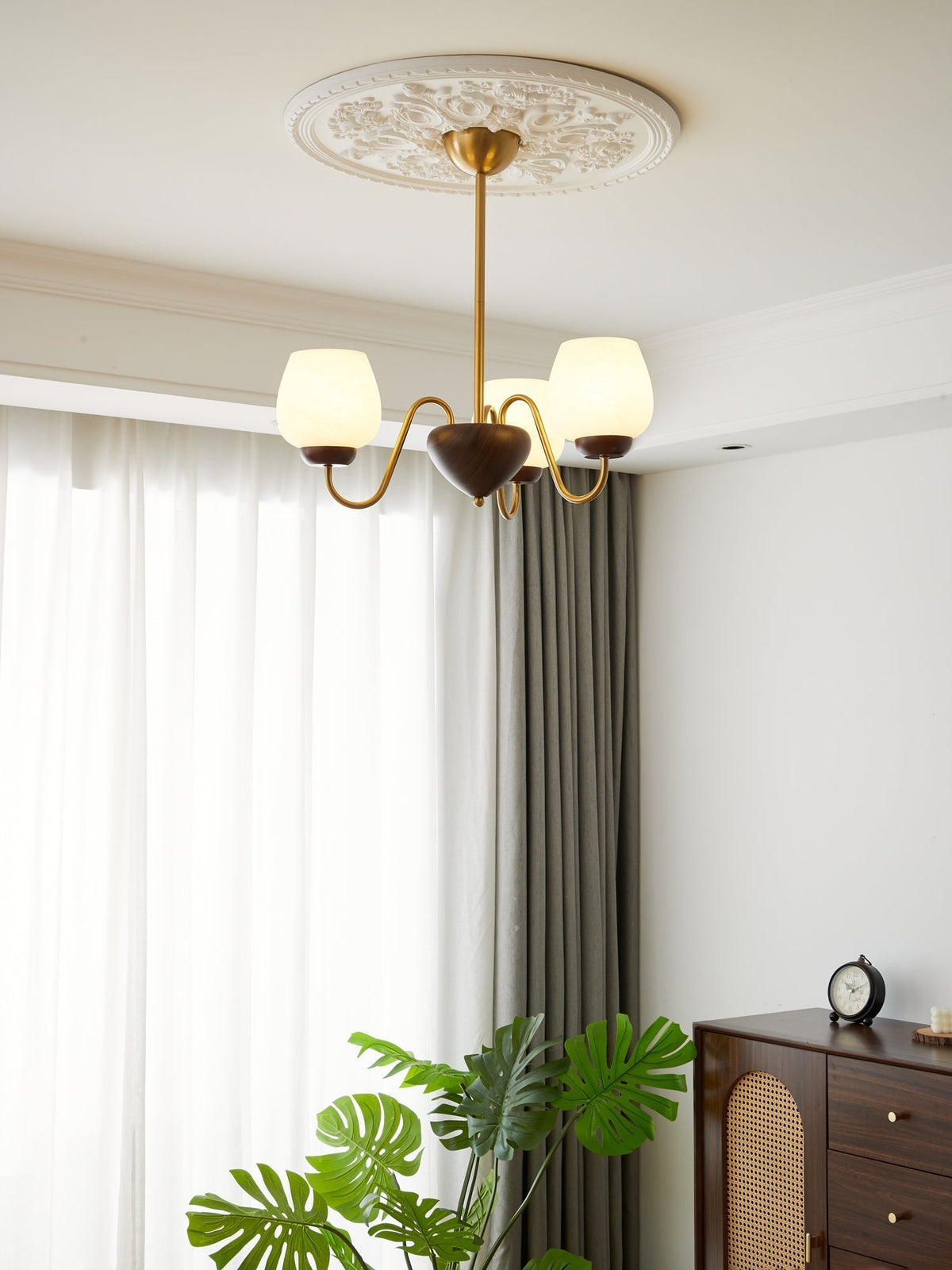 Sytheiel Premium lampadario Elegance legno vetro