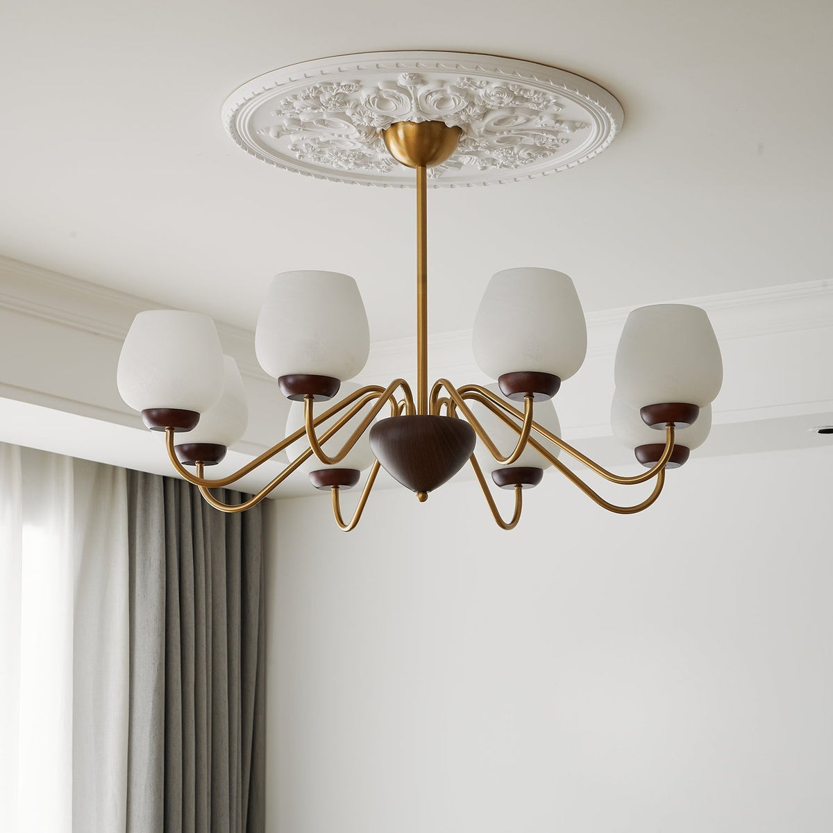 Sytheiel Premium lampadario Elegance legno vetro