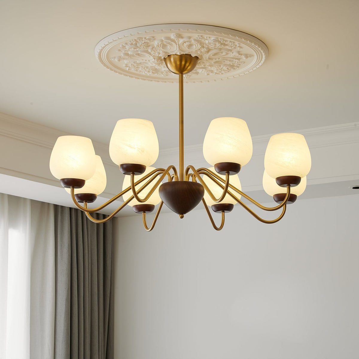Sytheiel Premium lampadario Elegance legno vetro