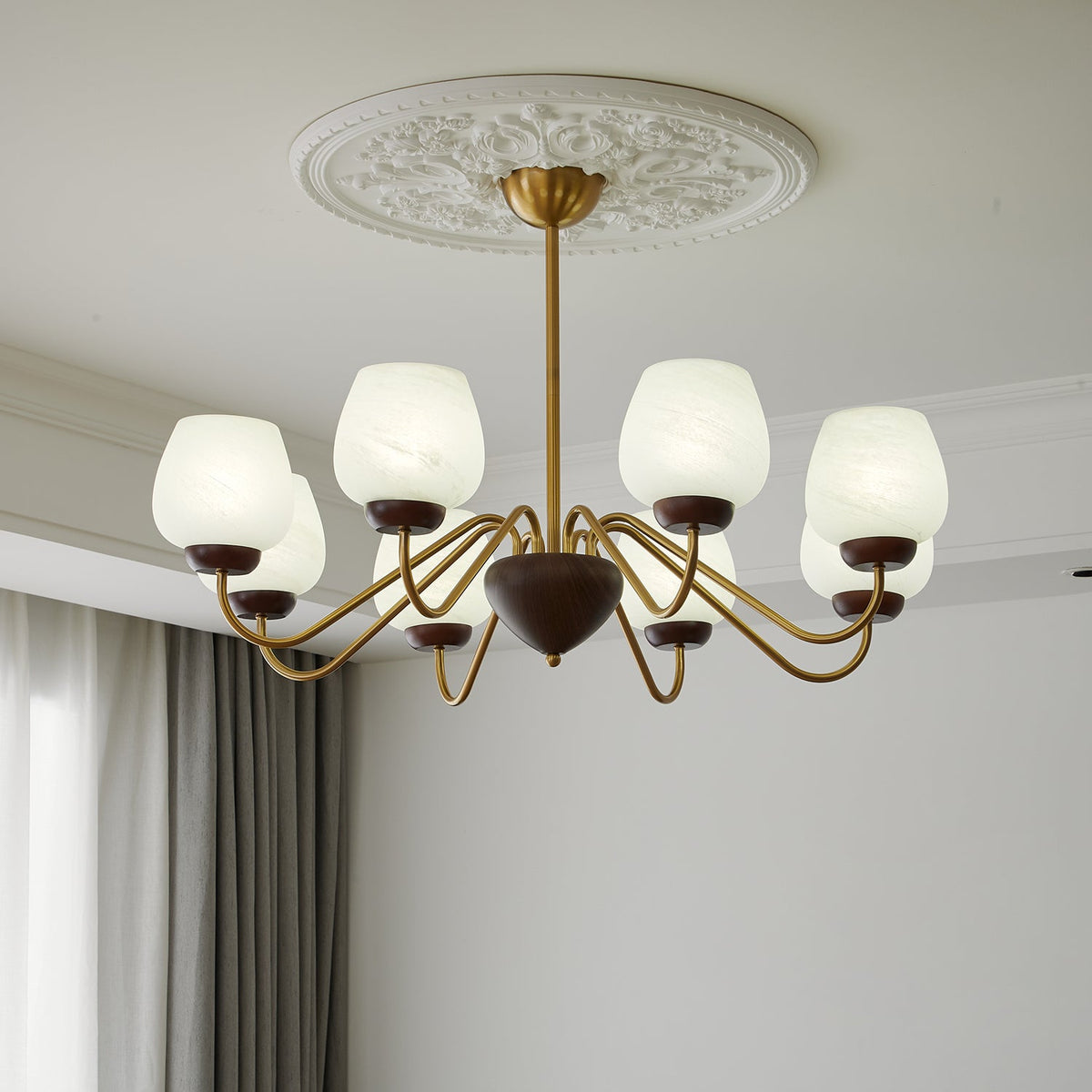 Sytheiel Premium lampadario Elegance legno vetro