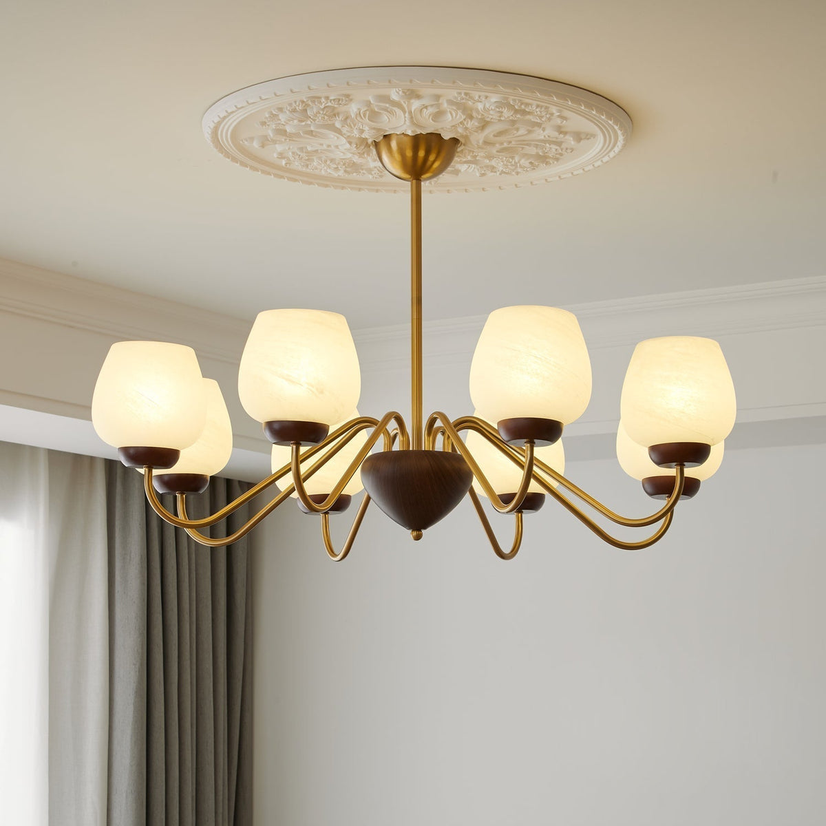 Sytheiel Premium lampadario Elegance legno vetro