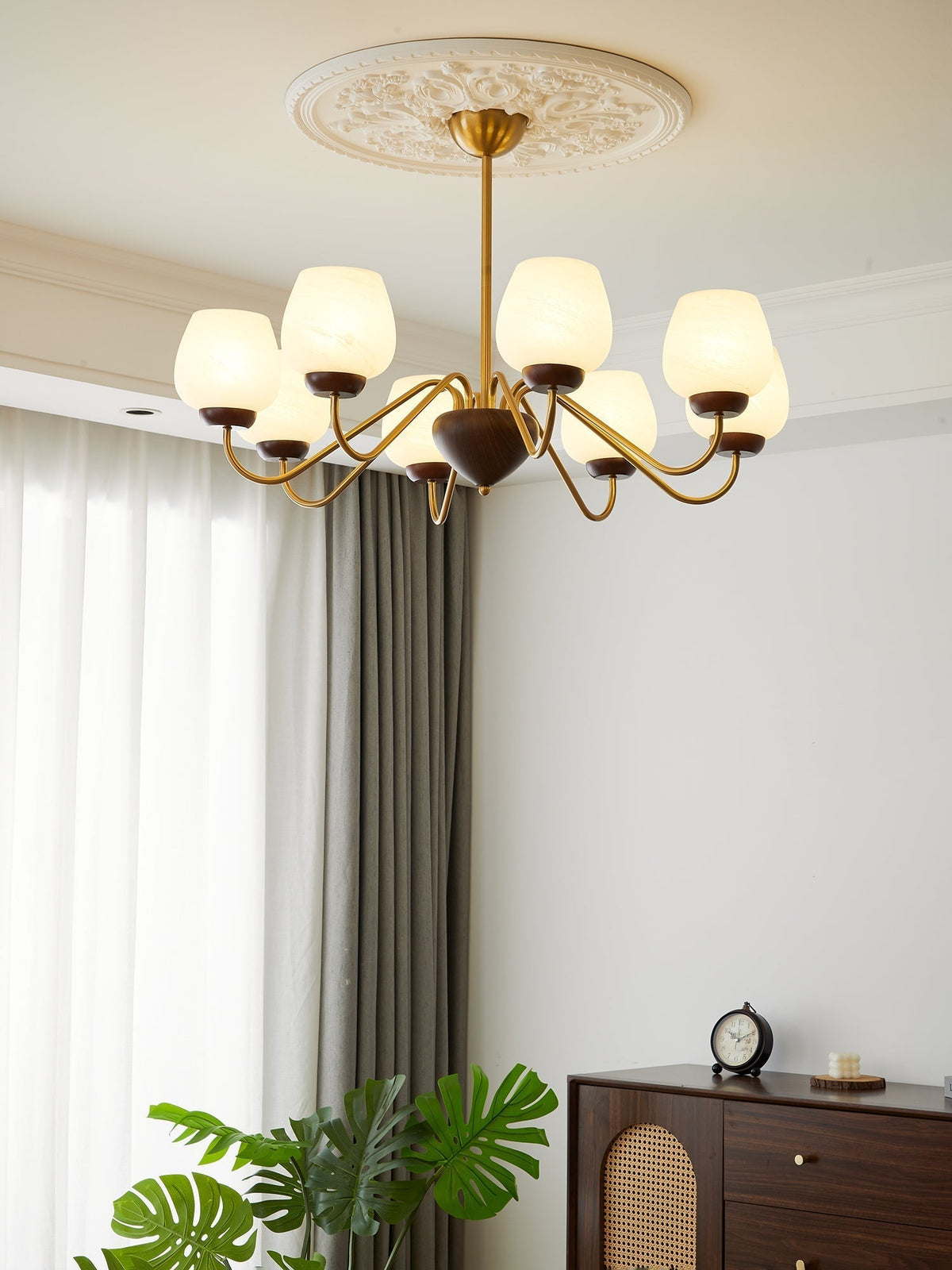 Sytheiel Premium lampadario Elegance legno vetro