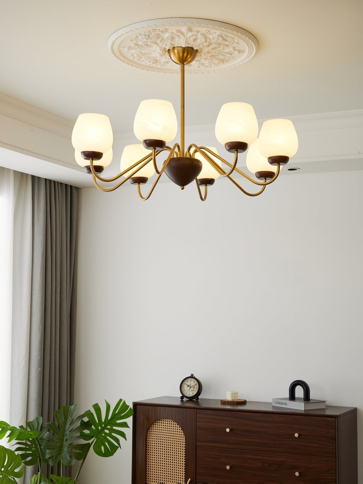 Sytheiel Premium lampadario Elegance legno vetro