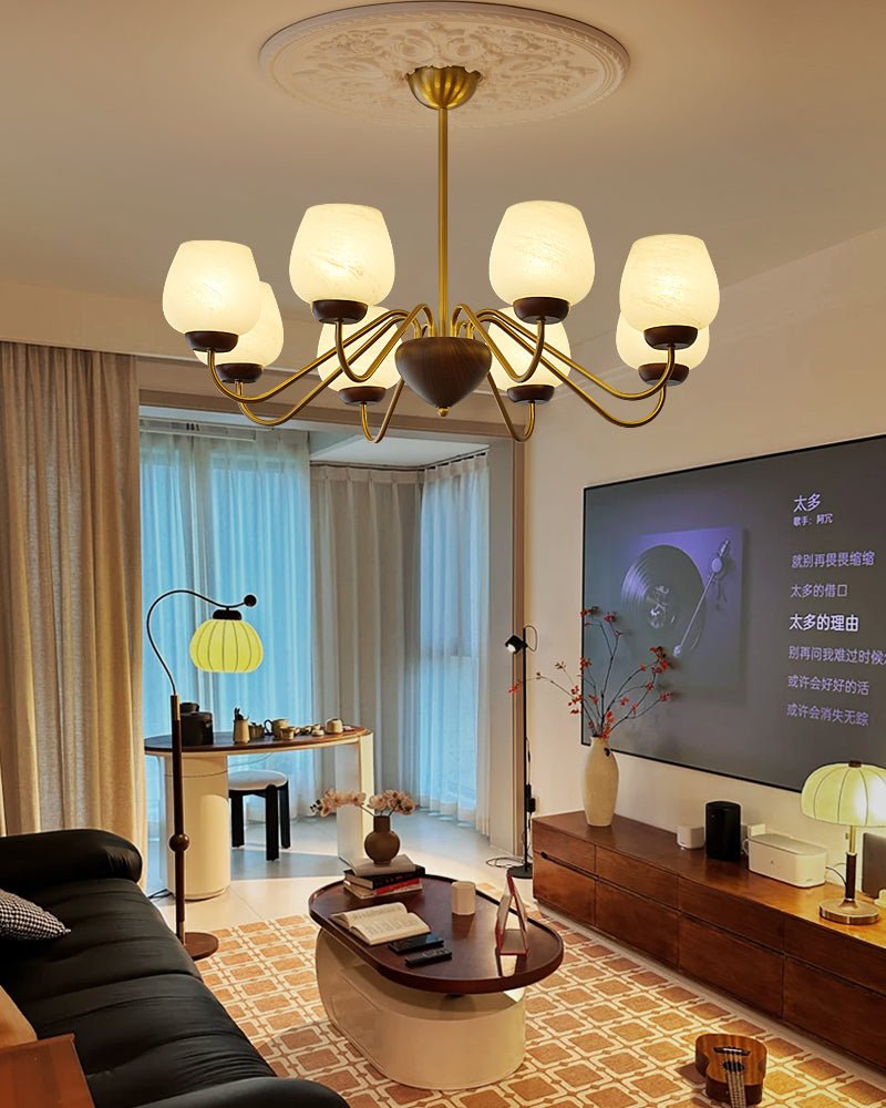 Sytheiel Premium lampadario Elegance legno vetro