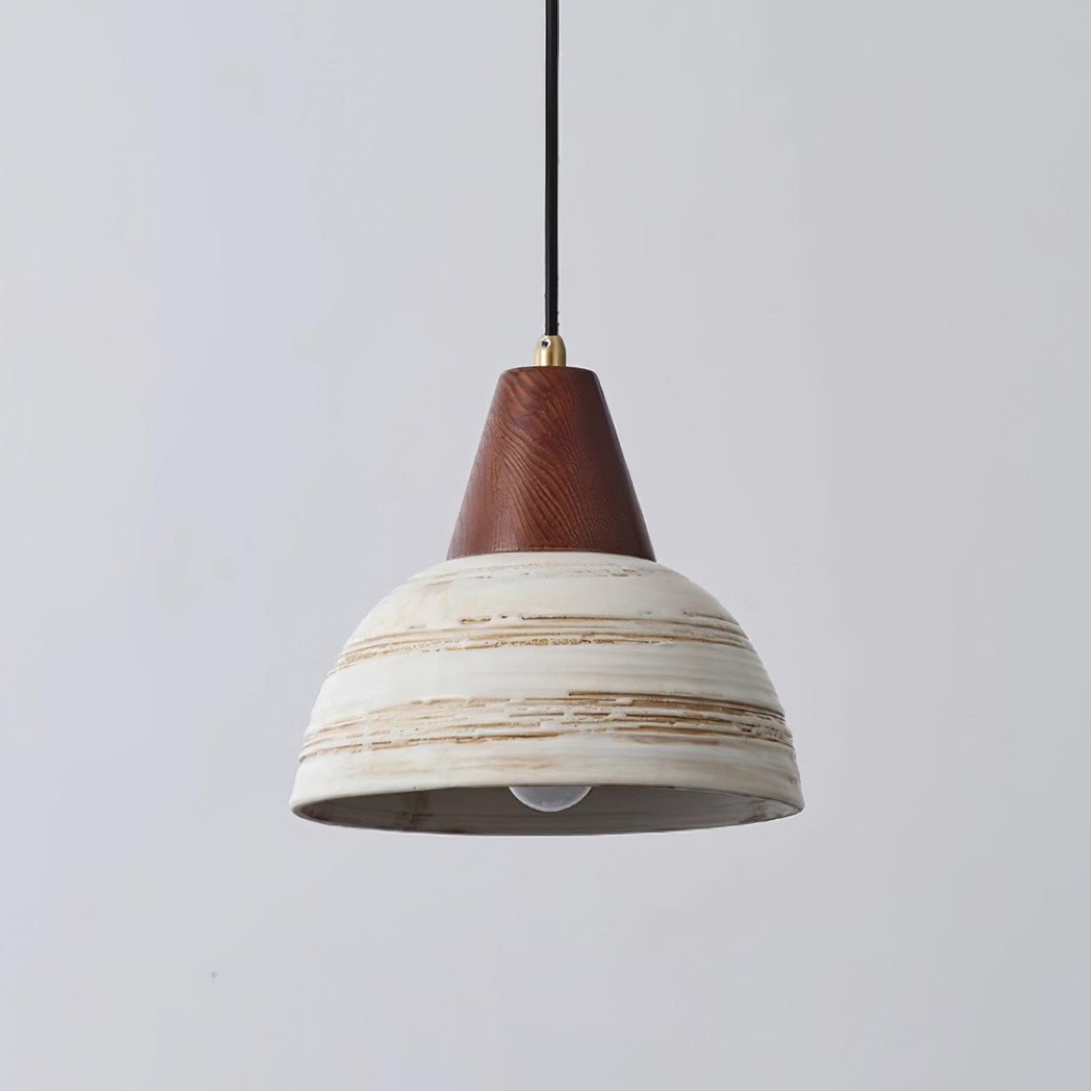 Lampada a sospensione in ceramica texturizzata, forma conica, stile nordico minimalista