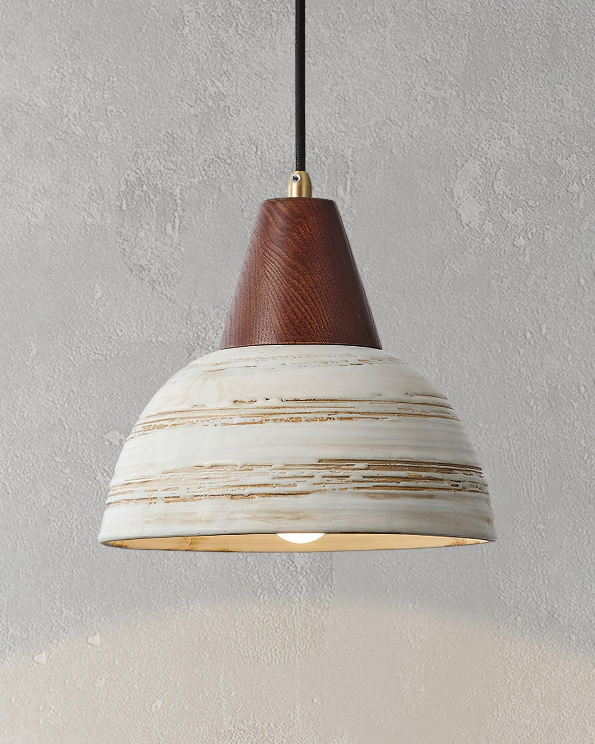 Lampada a sospensione in ceramica texturizzata, forma conica, stile nordico minimalista