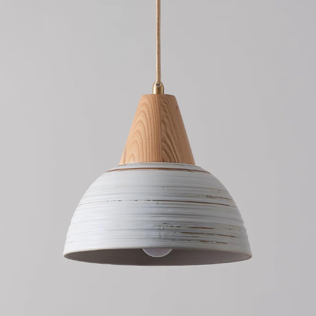Lampada a sospensione in ceramica texturizzata, forma conica, stile nordico minimalista