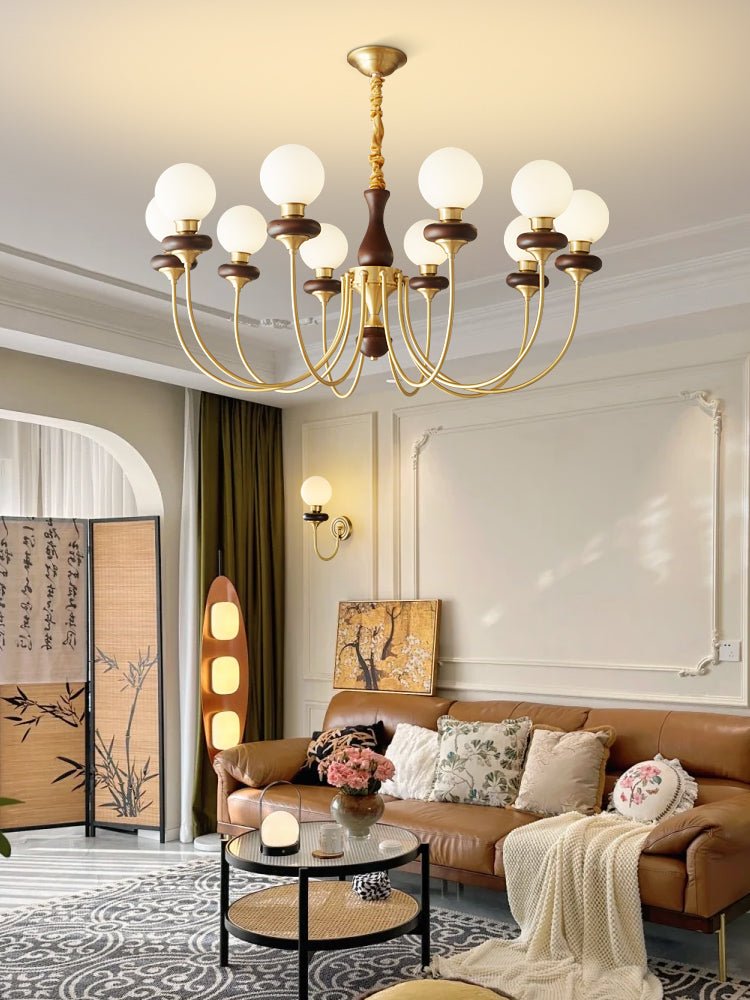 Cotheor lampadario in legno e vetro vintage Tradizionale