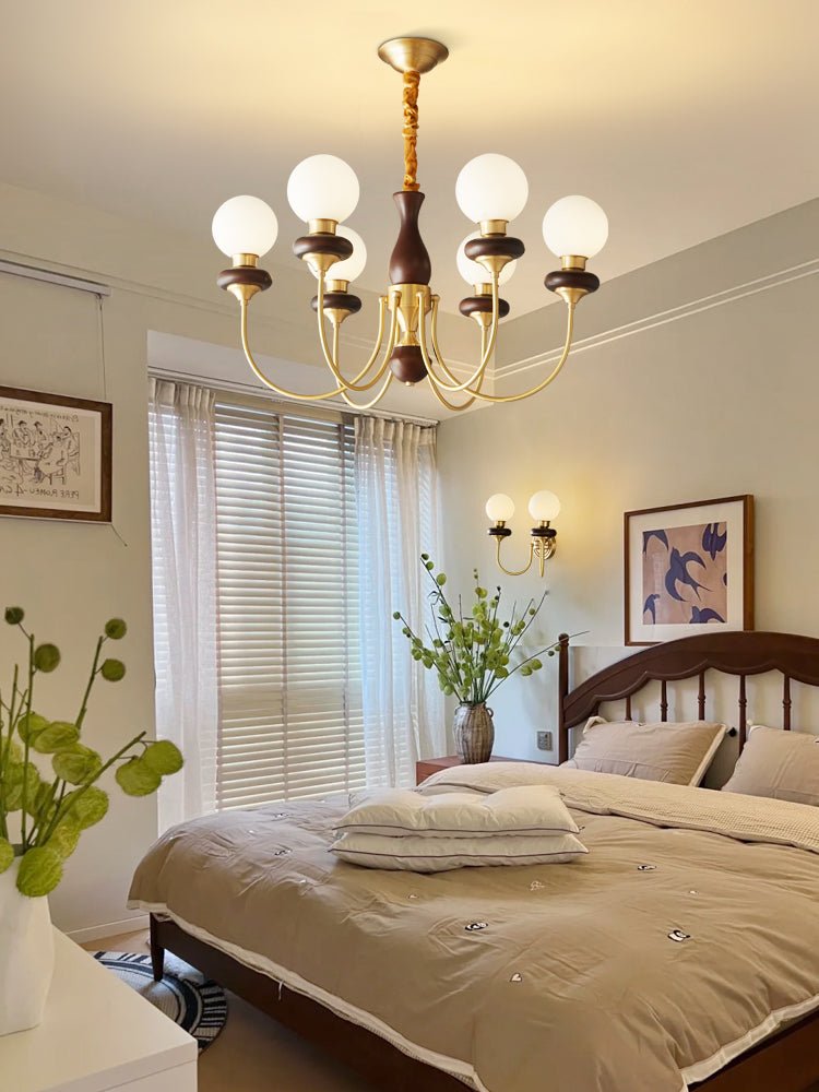 Cotheor lampadario in legno e vetro vintage Tradizionale