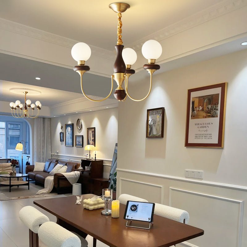Cotheor lampadario in legno e vetro vintage Tradizionale