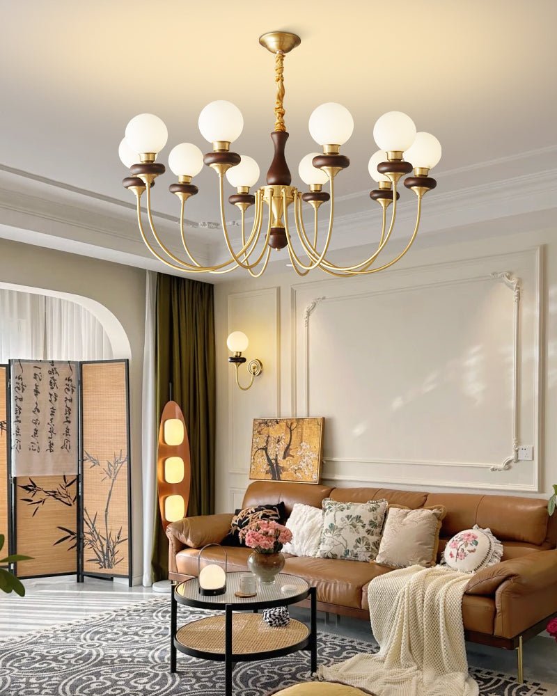 Cotheor lampadario in legno e vetro vintage Tradizionale