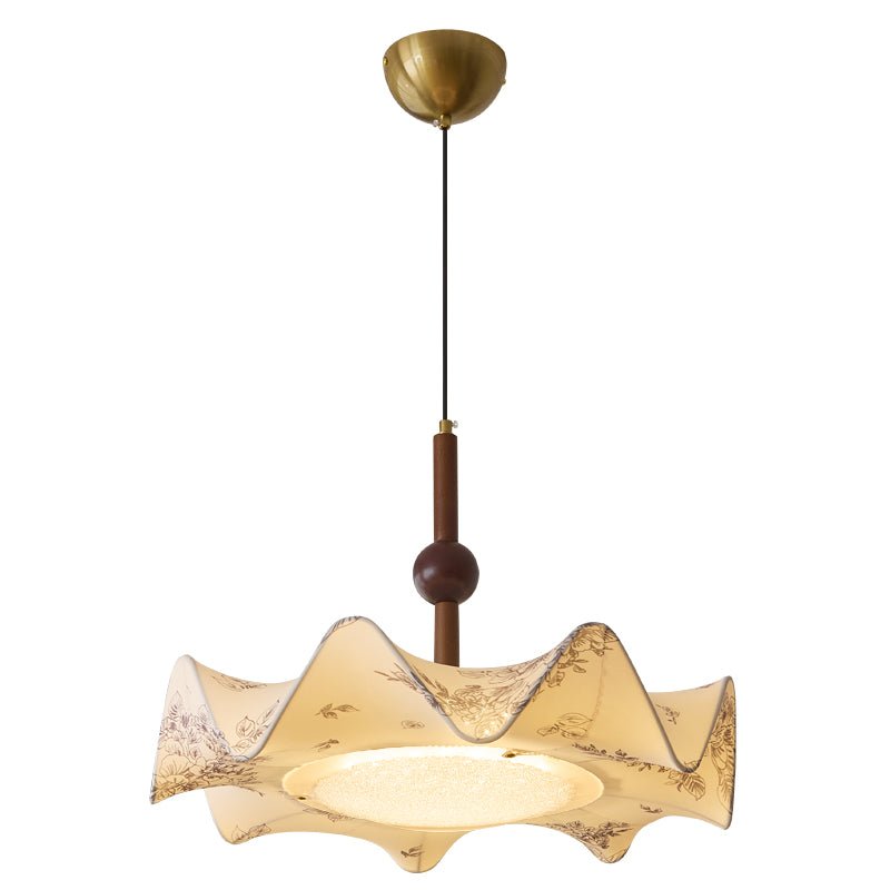 Zoshaos lampada a sospensione Eleganza Tradizionale vintage in tessuto e legno