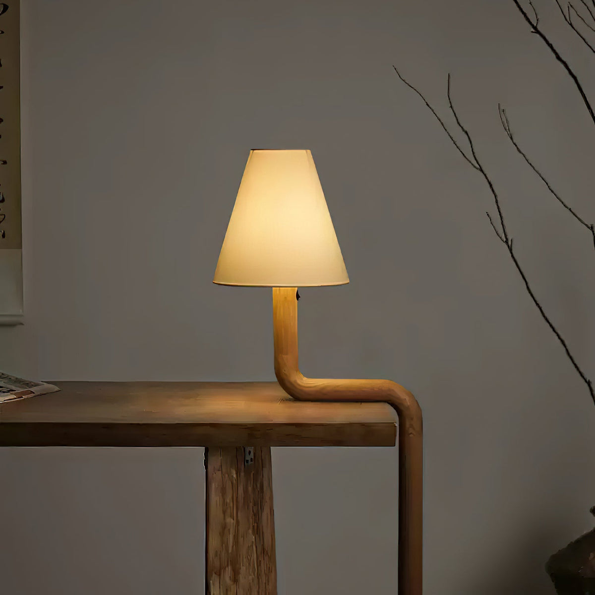Syleielle lampada da tavolo in legno Curvo