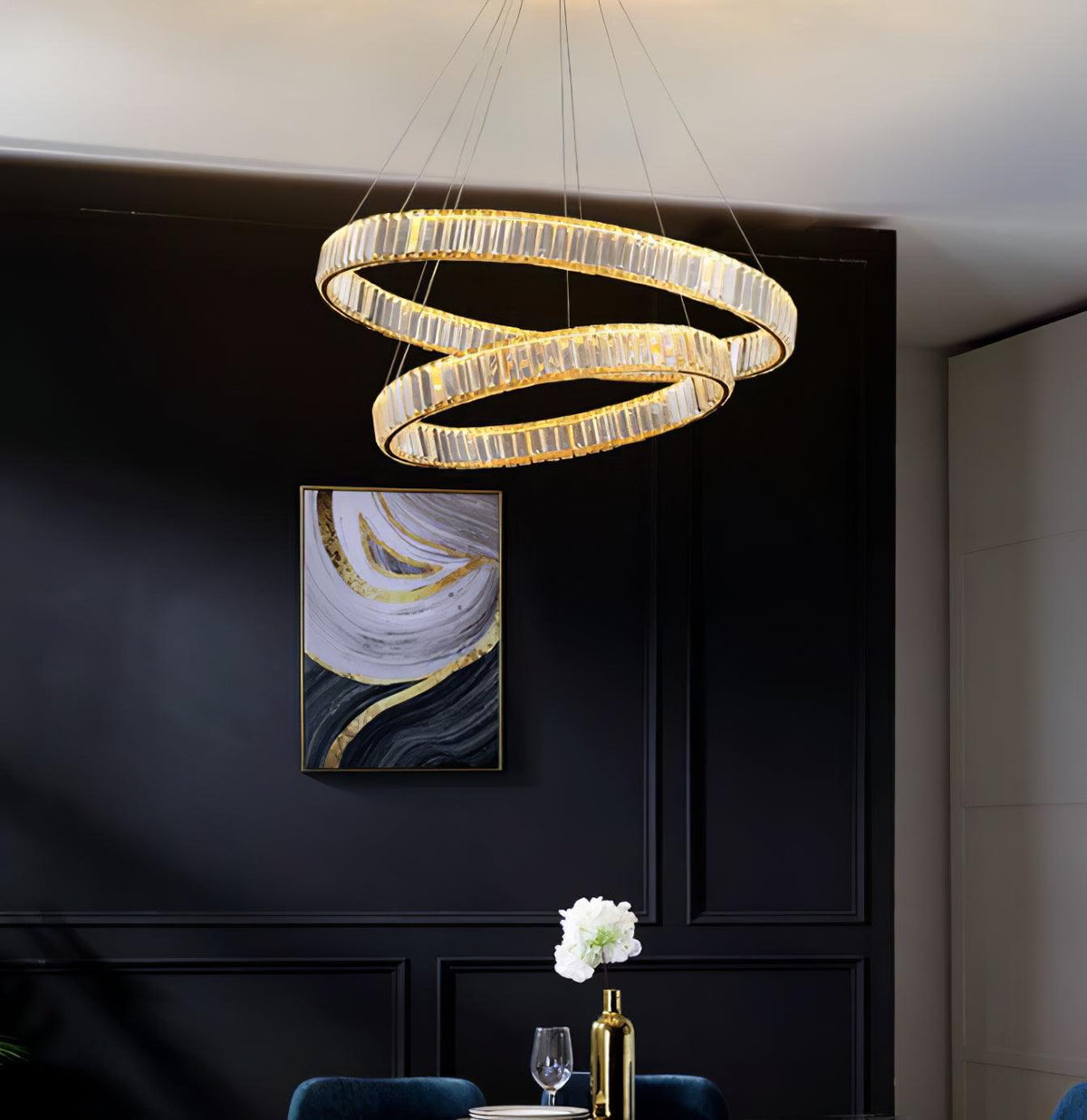 Cyrirelle lampadario Oro Anello Cristallo
