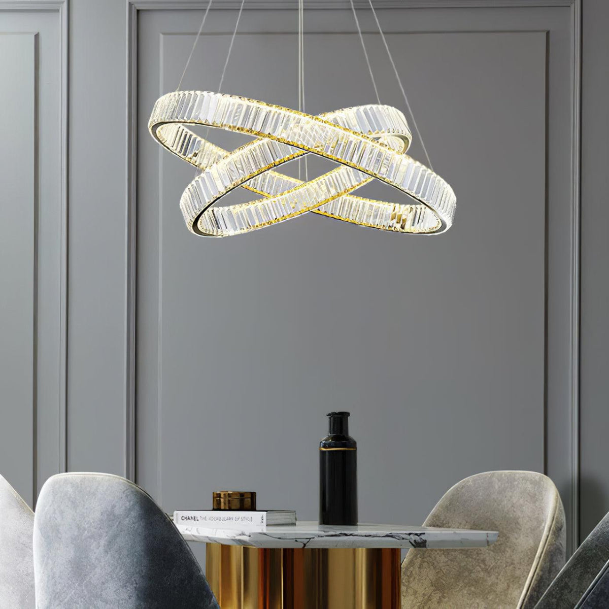 Cyrirelle lampadario Oro Anello Cristallo