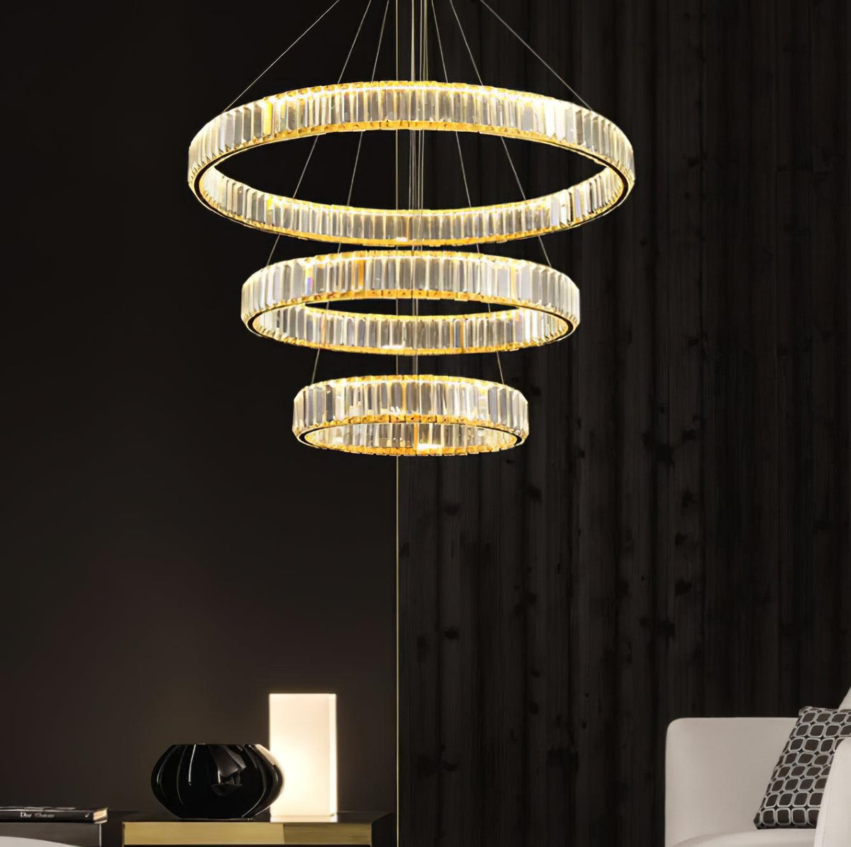 Cyrirelle lampadario Oro Anello Cristallo