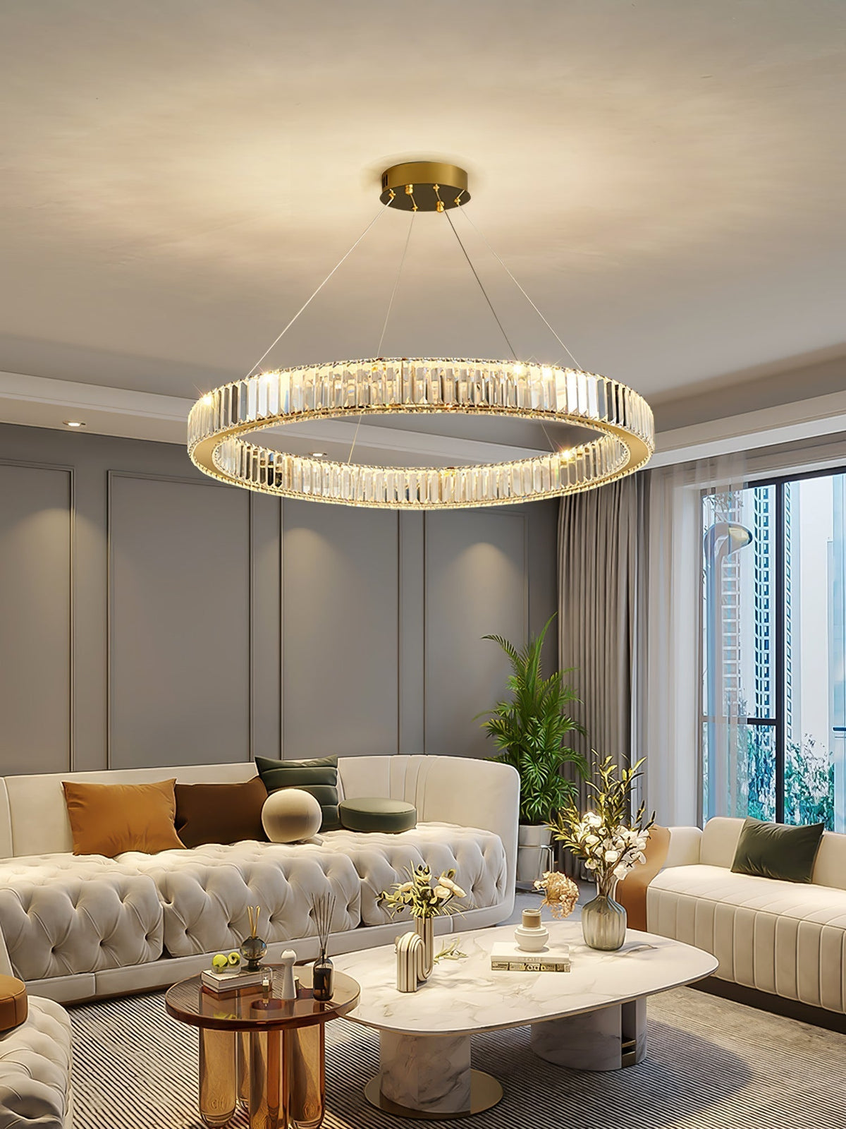 Cyrirelle lampadario Oro Anello Cristallo