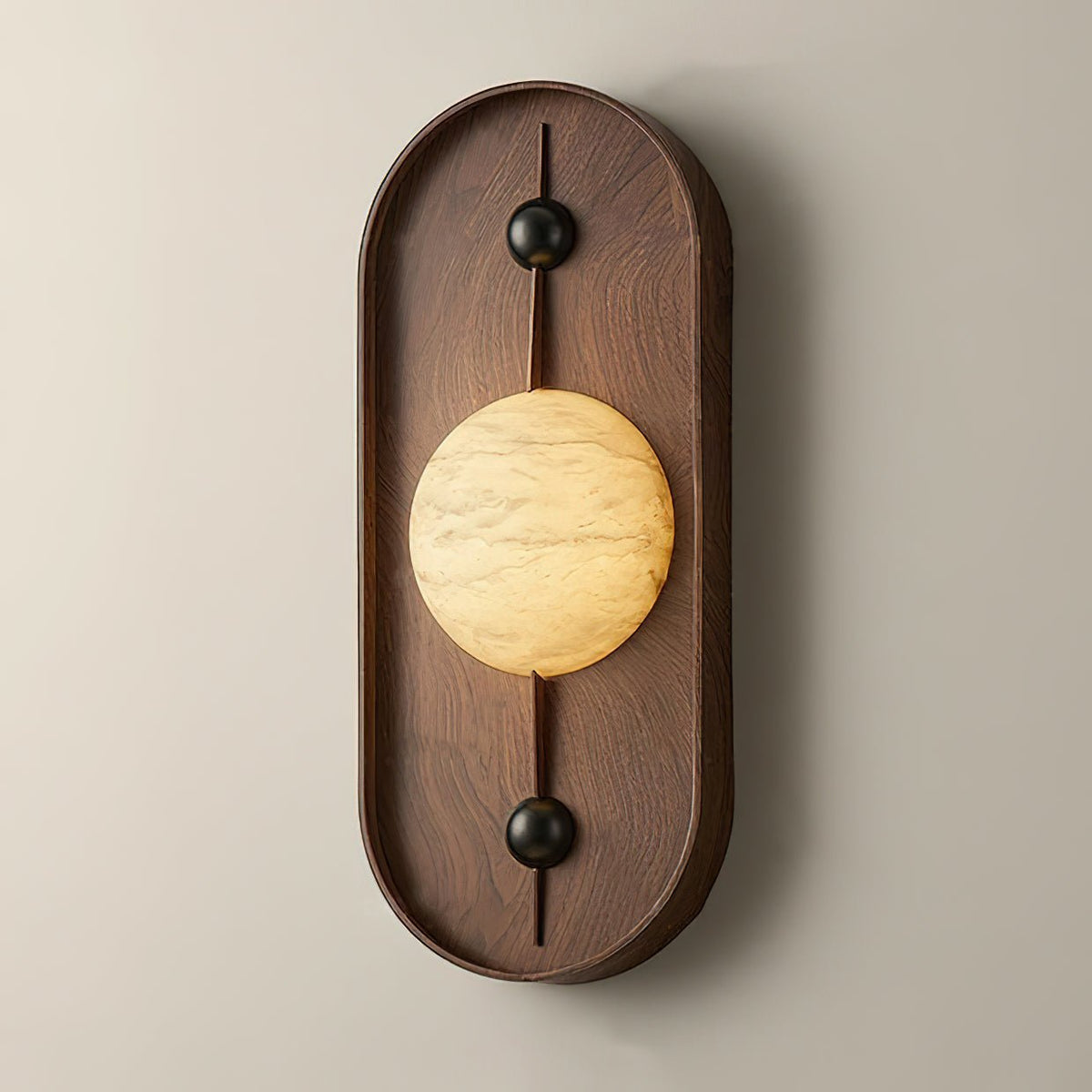 Nivuielle Oval alabastro legno Marrone lampada da parete