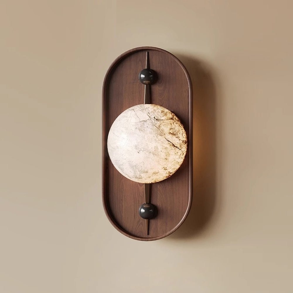 Nivuielle Oval alabastro legno Marrone lampada da parete