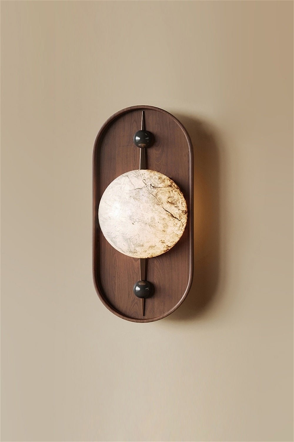 Nivuielle Oval alabastro legno Marrone lampada da parete