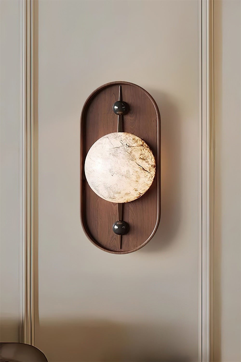 Nivuielle Oval alabastro legno Marrone lampada da parete
