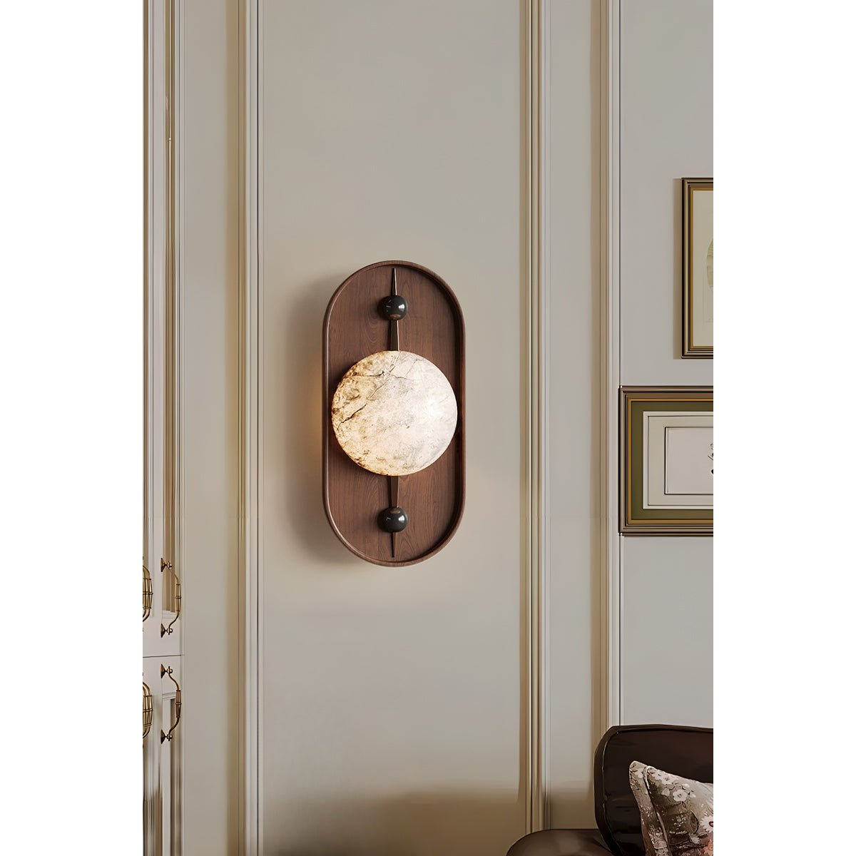 Nivuielle Oval alabastro legno Marrone lampada da parete