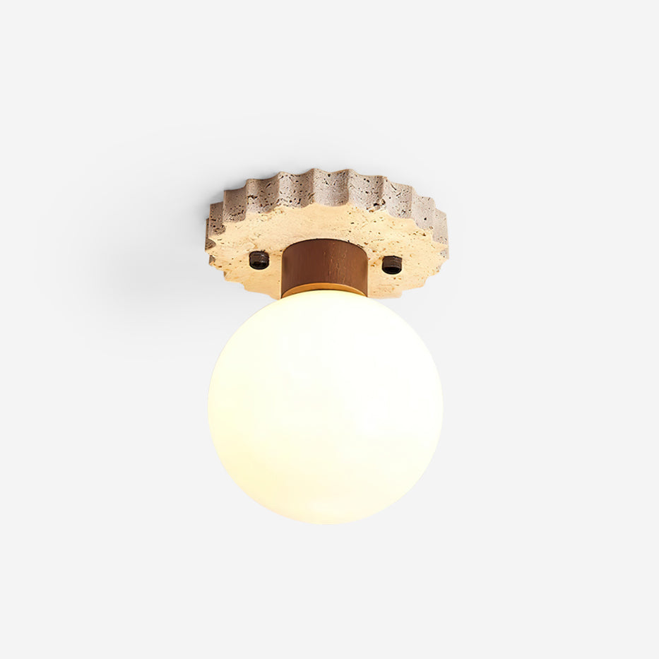 Valisaya lampada da soffitto con base in travertino a festone