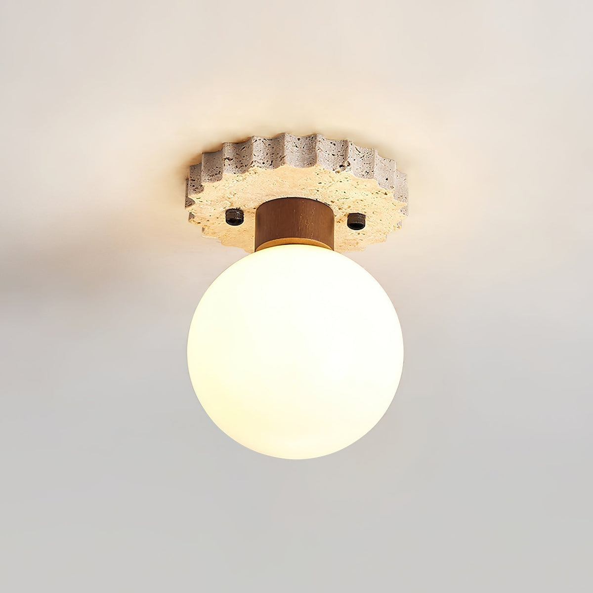 Valisaya lampada da soffitto con base in travertino a festone