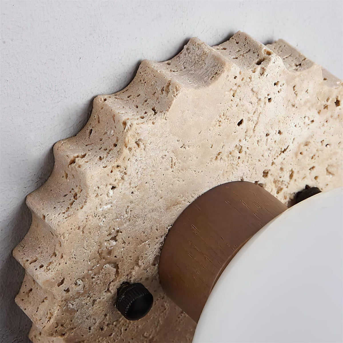 Valisaya lampada da soffitto con base in travertino a festone