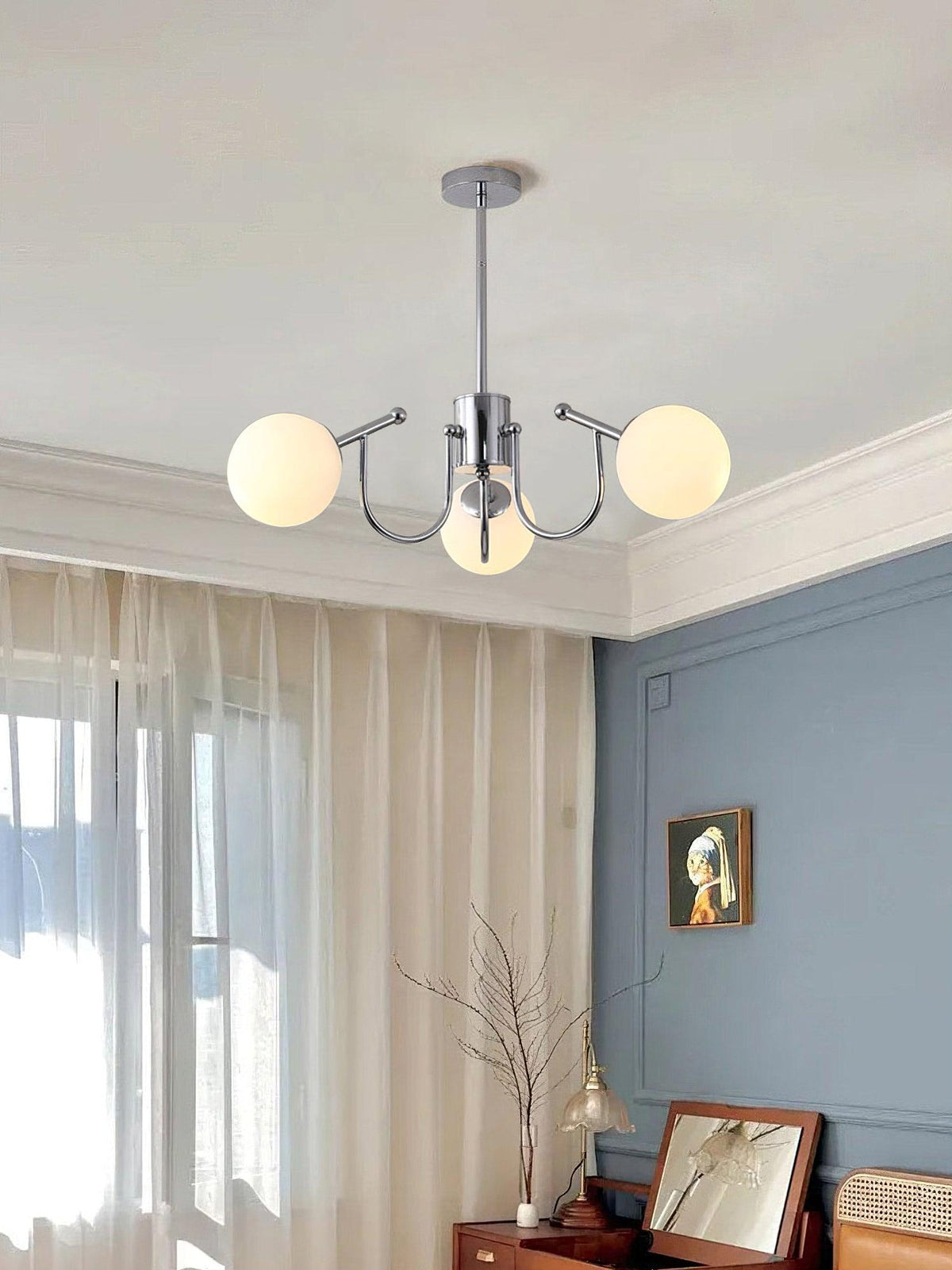 Tave lampadario sfera cromo moderno