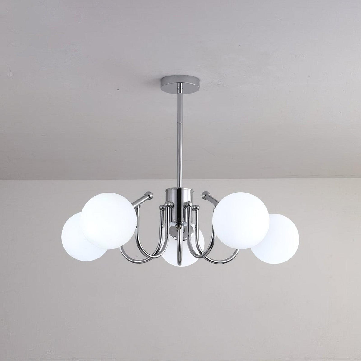 Tave lampadario sfera cromo moderno