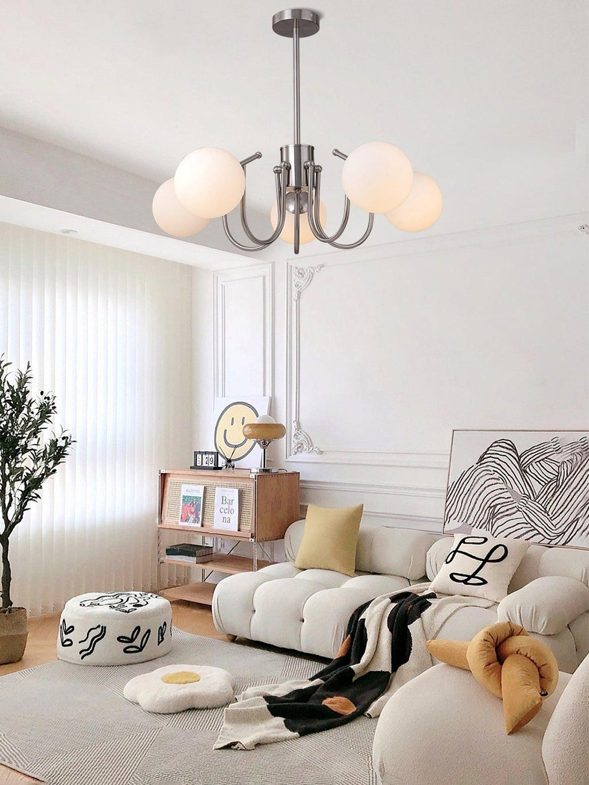 Tave lampadario sfera cromo moderno