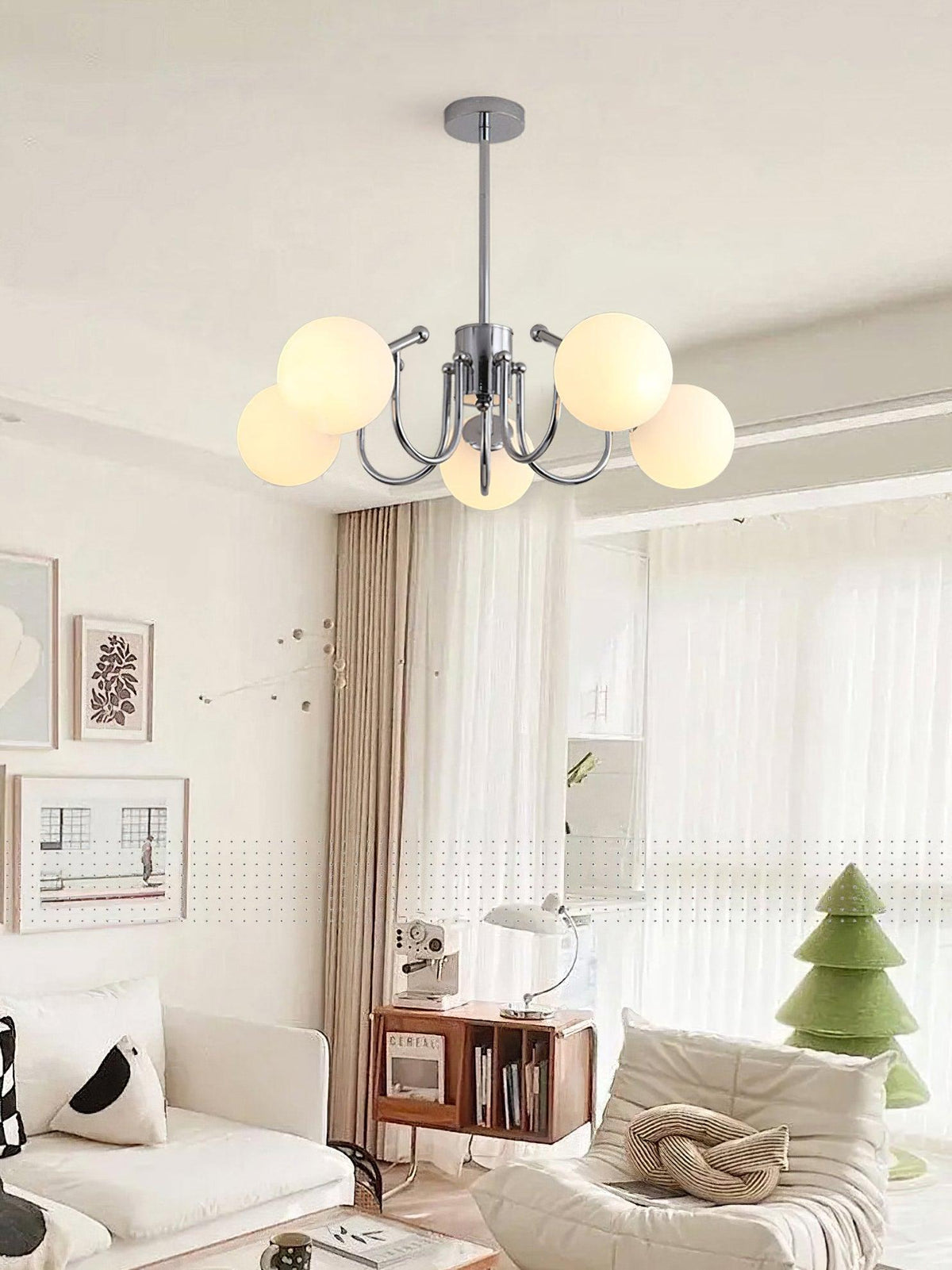 Tave lampadario sfera cromo moderno