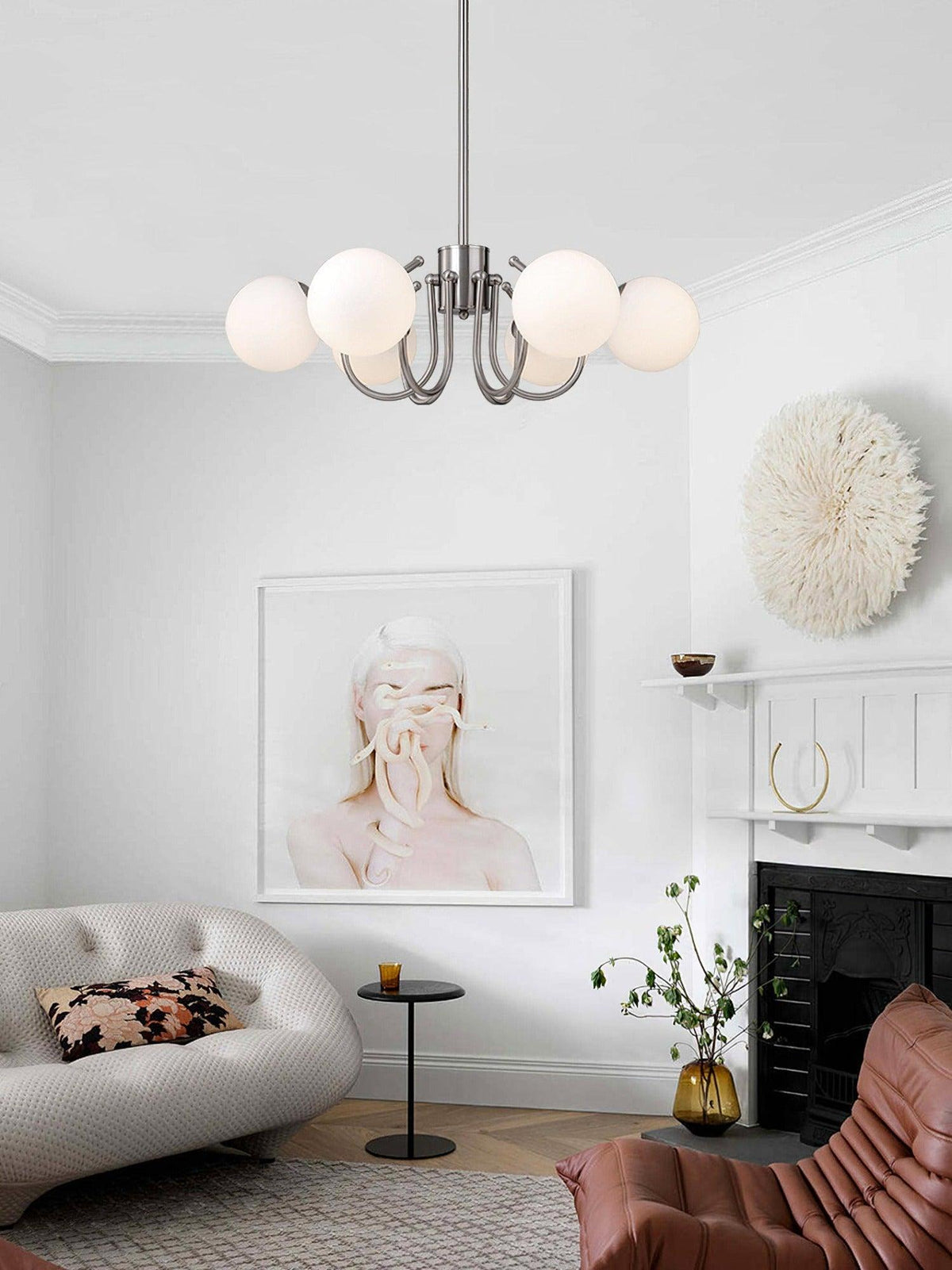 Tave lampadario sfera cromo moderno