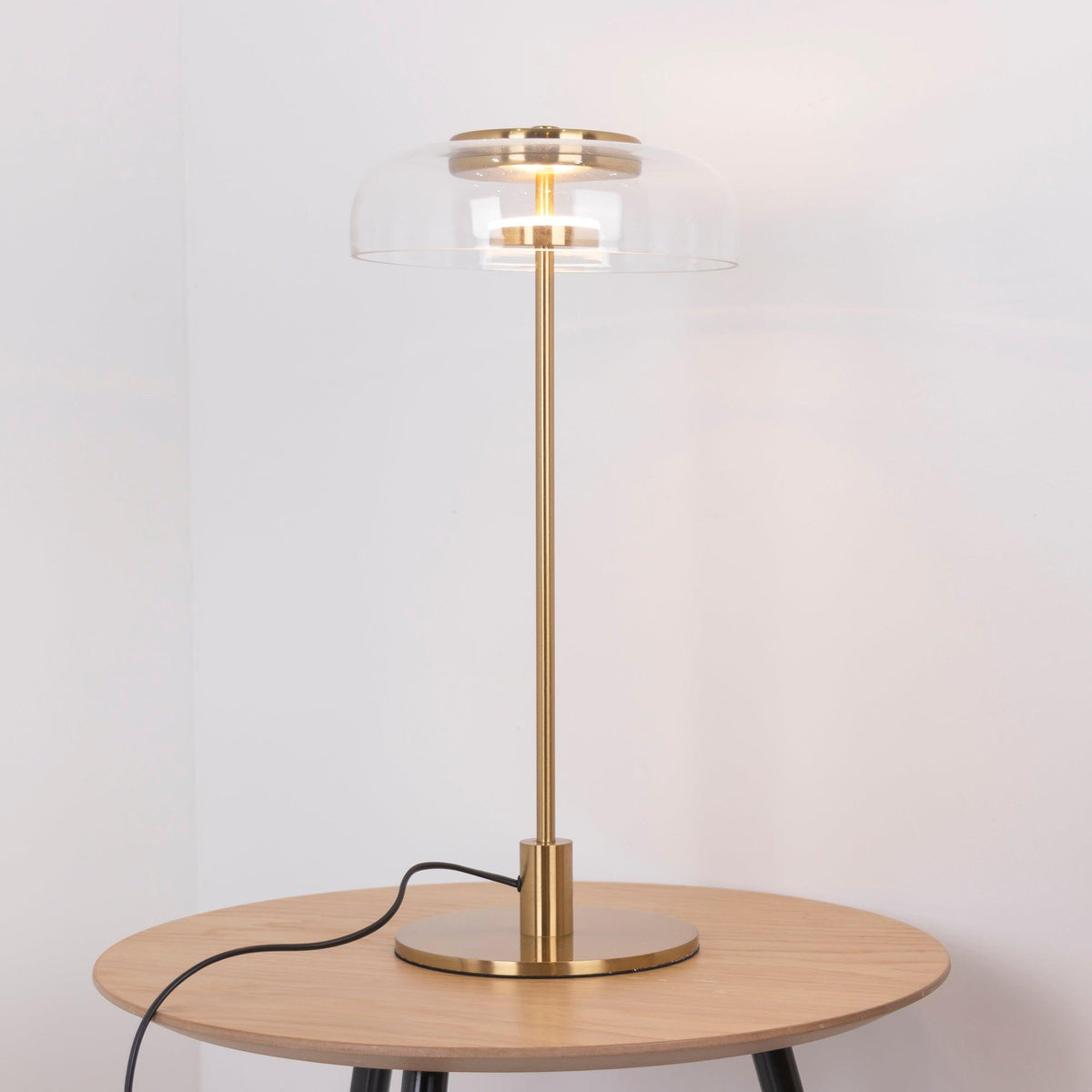 Rinelette lampada da tavolo in vetro Chiaro con Base in legno