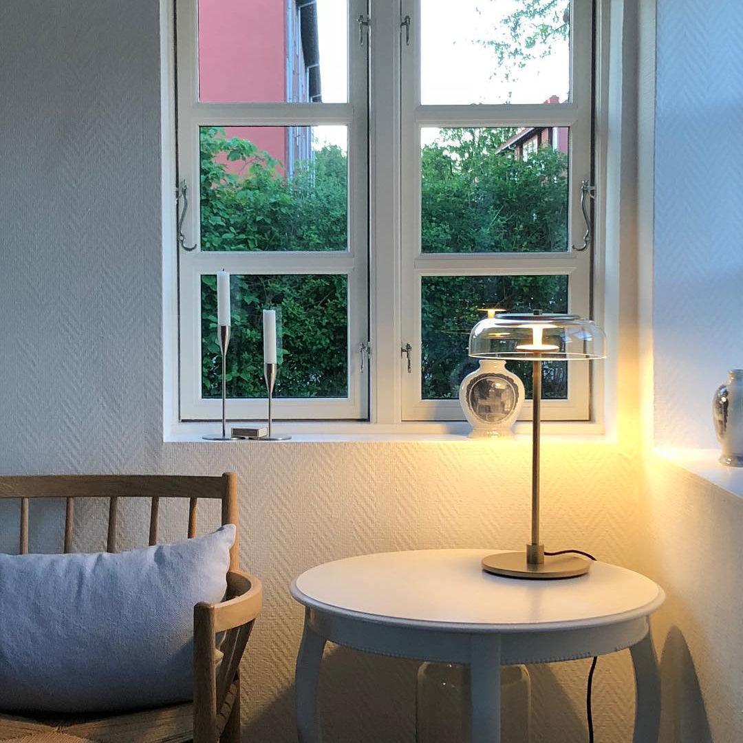 Rinelette lampada da tavolo in vetro Chiaro con Base in legno