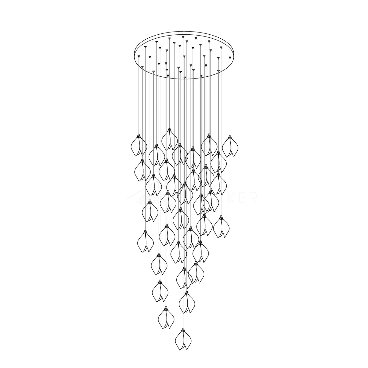 Fioenaya lampada a sospensione in Ceramica bianca con Motivo Florale floreale
