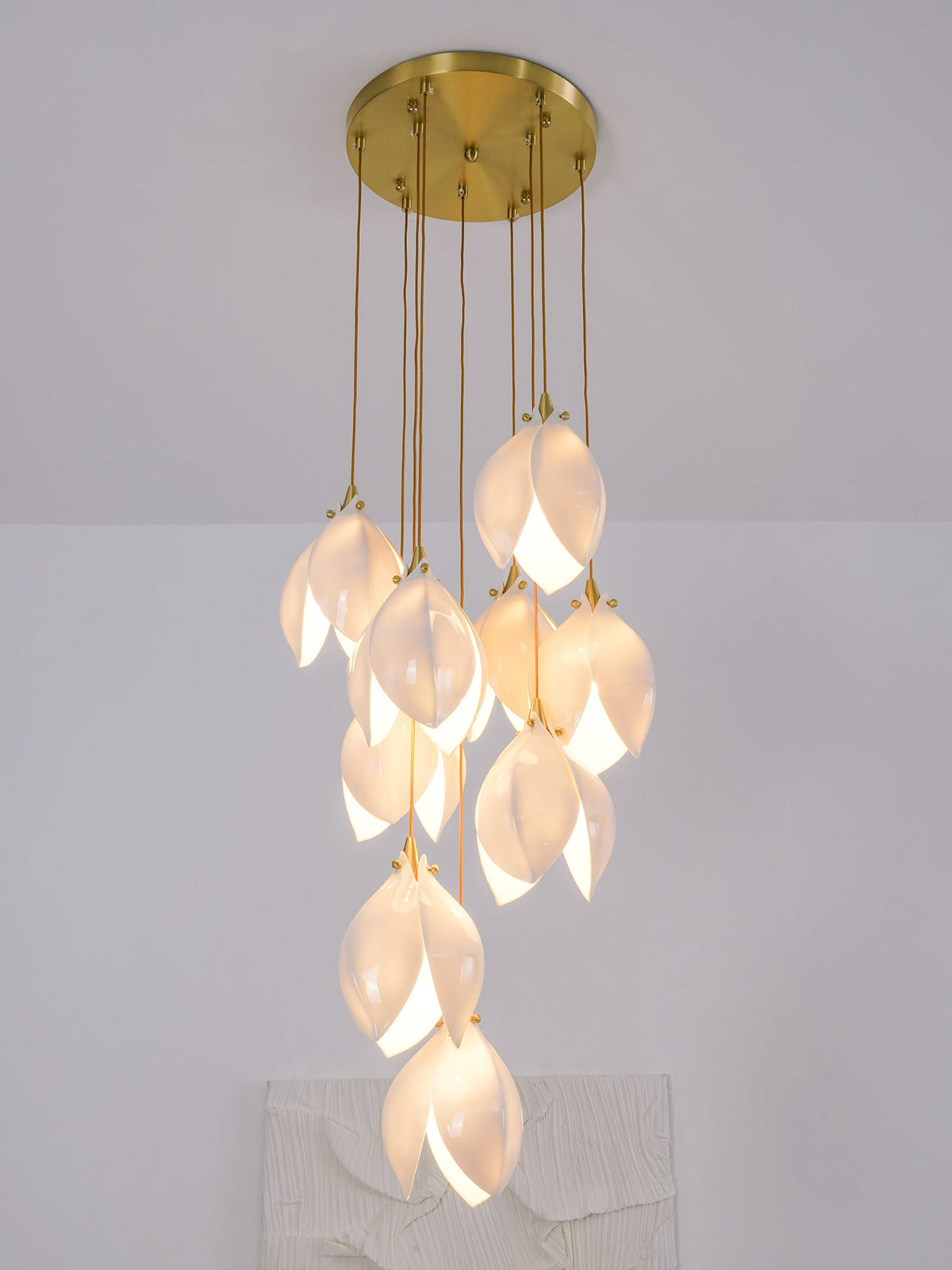 Fioenaya lampada a sospensione in Ceramica bianca con Motivo Florale floreale