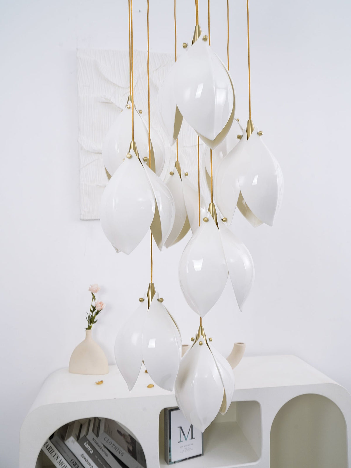 Fioenaya lampada a sospensione in Ceramica bianca con Motivo Florale floreale