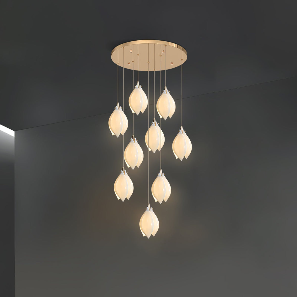 Fioenaya lampada a sospensione in Ceramica bianca con Motivo Florale floreale