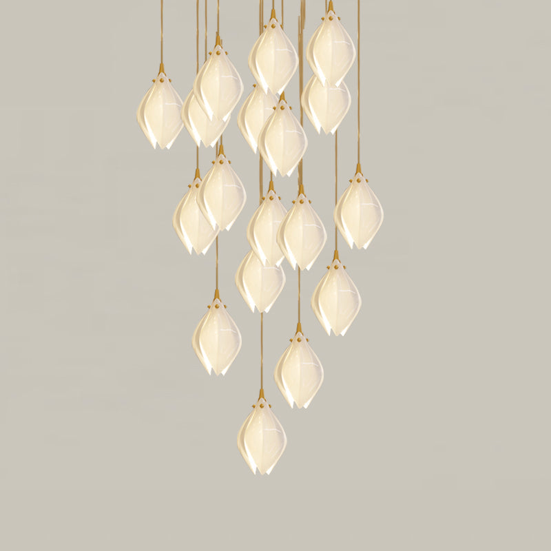 Fioenaya lampada a sospensione in Ceramica bianca con Motivo Florale floreale