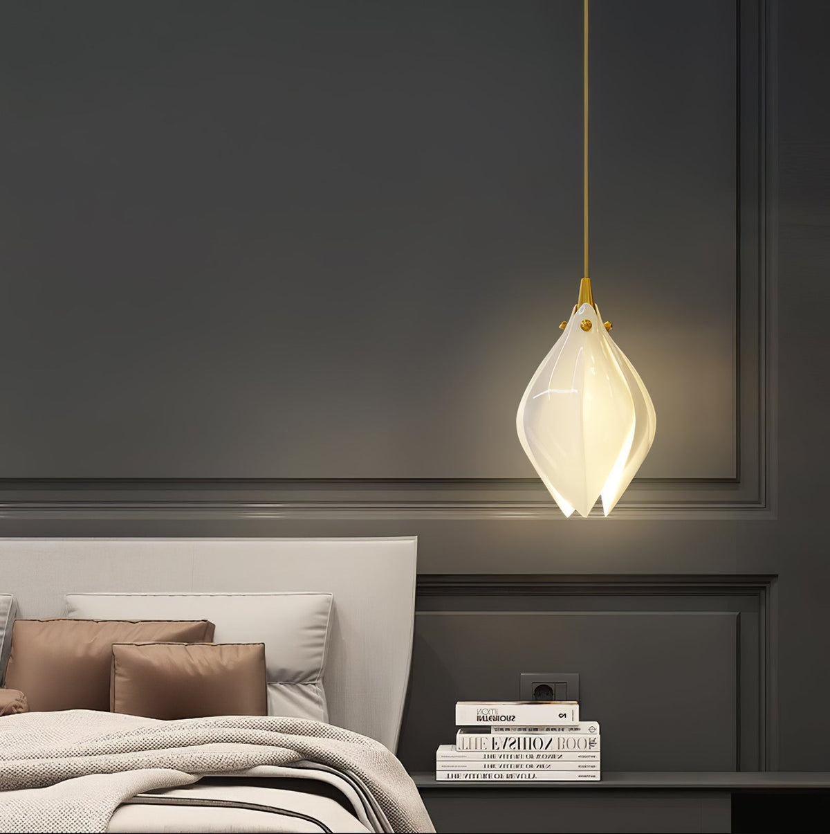 Fioenaya lampada a sospensione in Ceramica bianca con Motivo Florale floreale