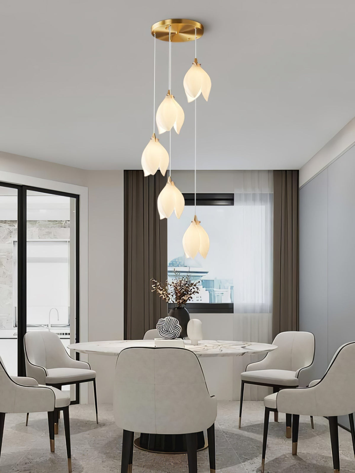Fioenaya lampada a sospensione in Ceramica bianca con Motivo Florale floreale