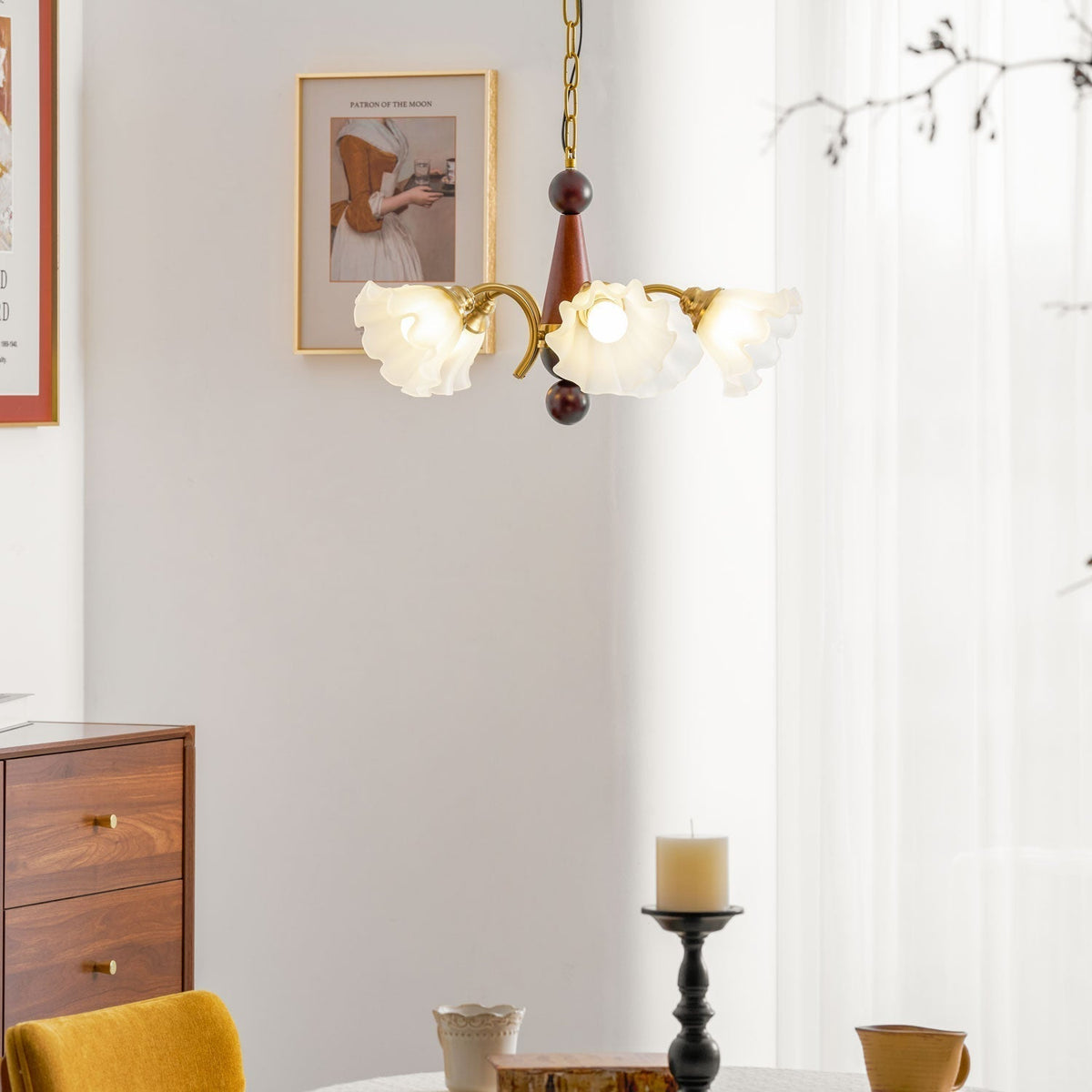 Ilvinan lampadario Eleganza Tradizionale in legno e vetro