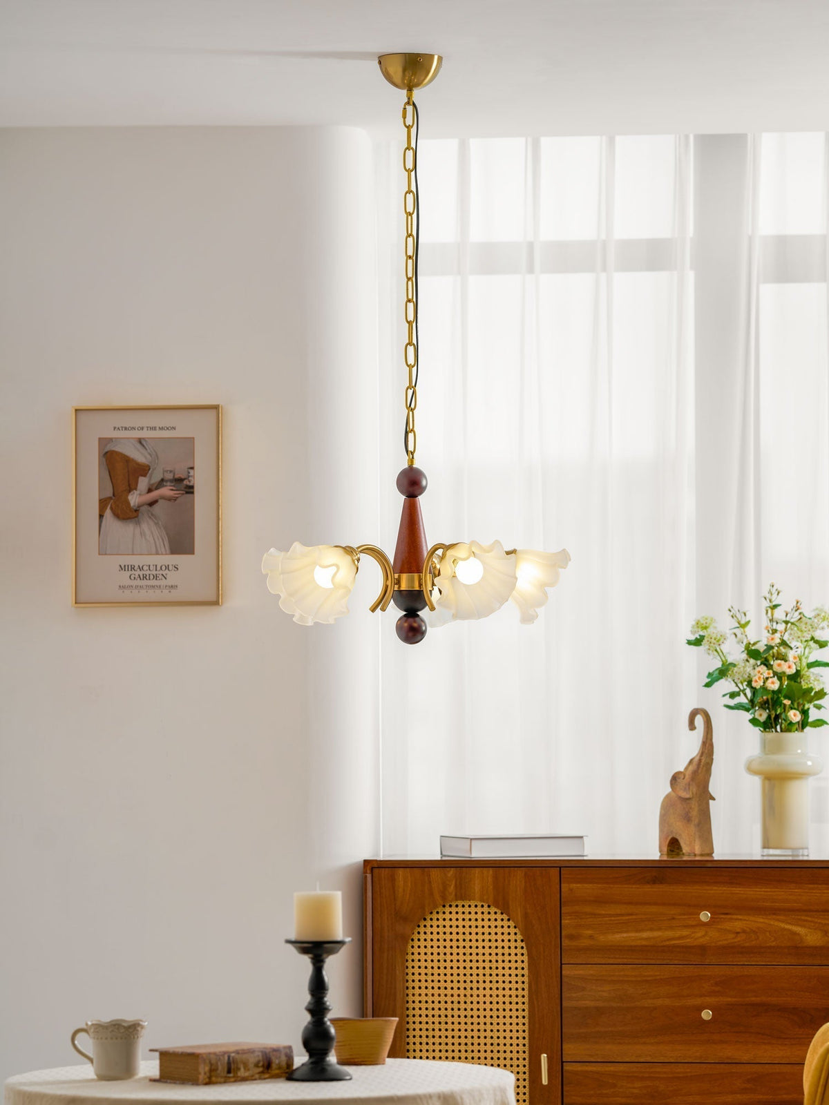 Ilvinan lampadario Eleganza Tradizionale in legno e vetro