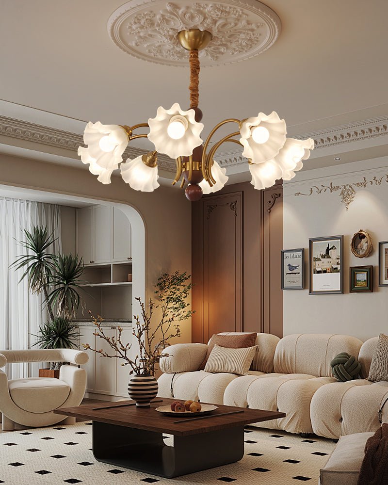 Ilvinan lampadario Eleganza Tradizionale in legno e vetro