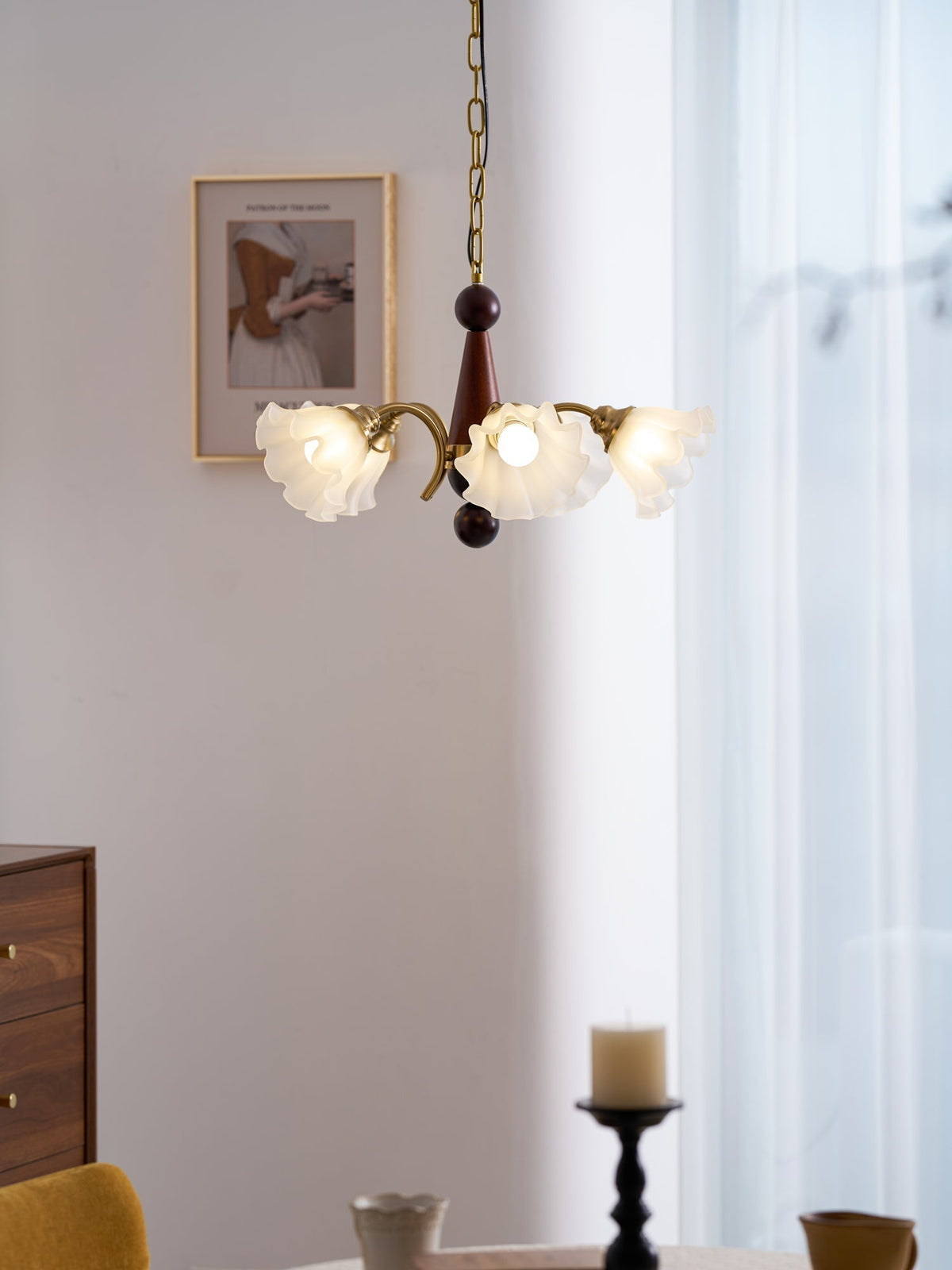 Ilvinan lampadario Eleganza Tradizionale in legno e vetro