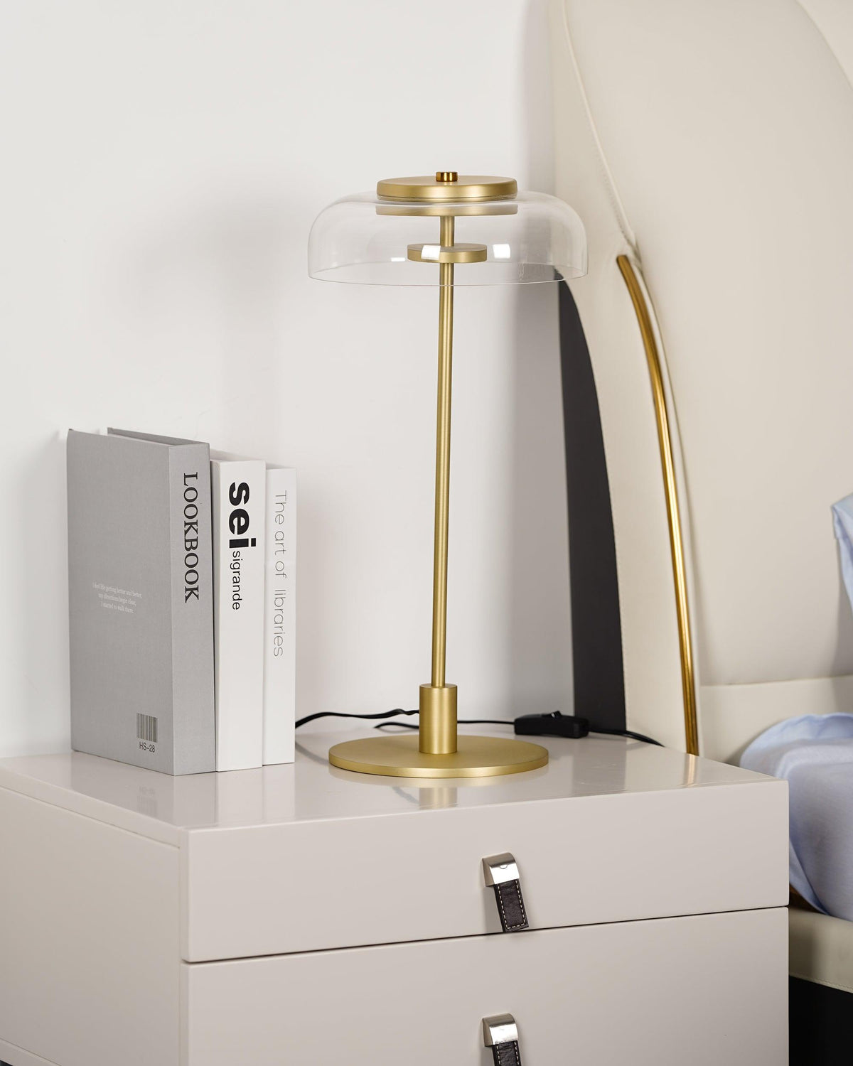 Rinelette lampada da tavolo in vetro Chiaro con Base in legno