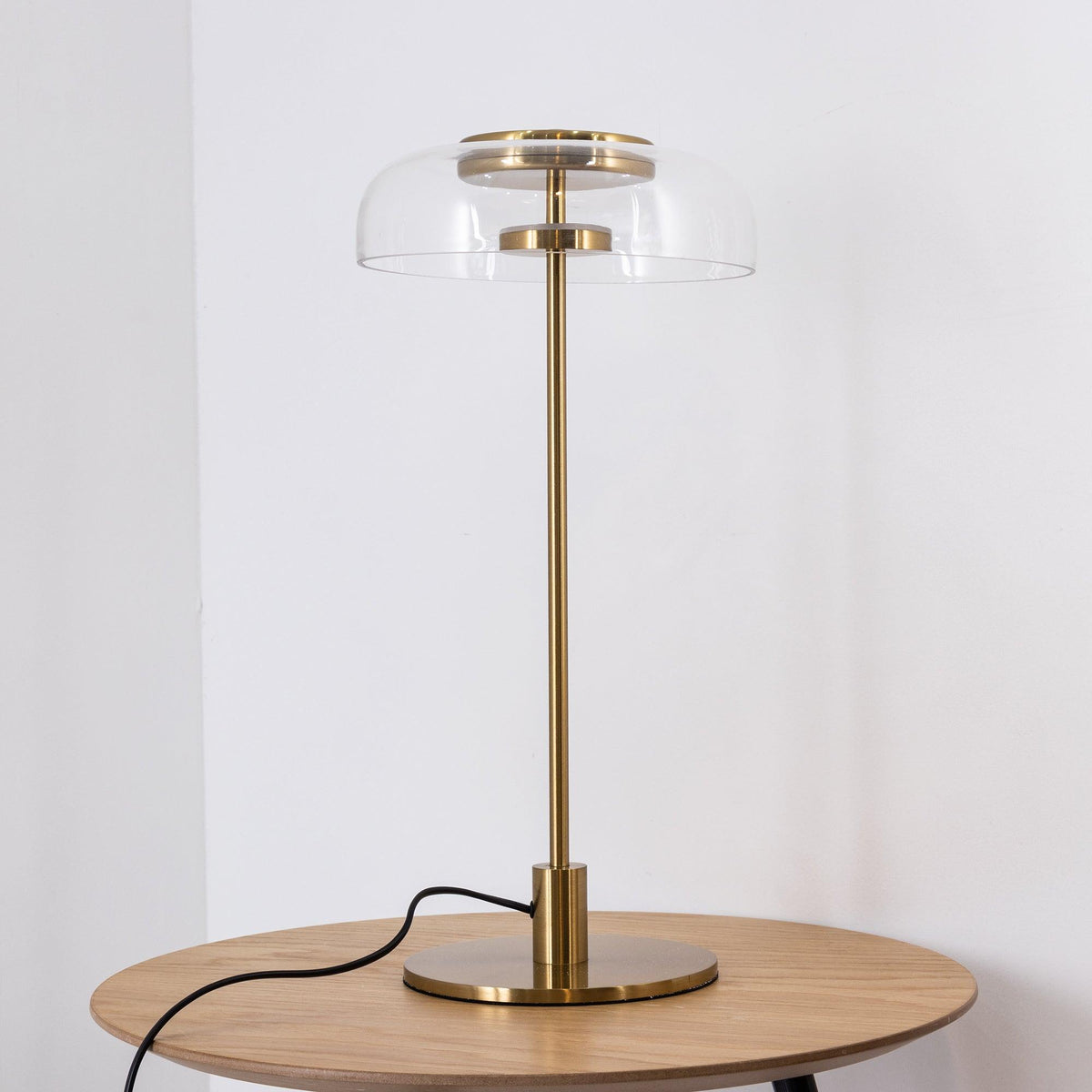Rinelette lampada da tavolo in vetro Chiaro con Base in legno