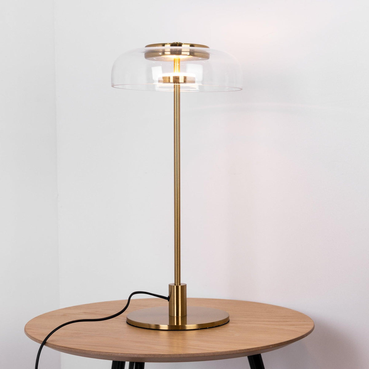 Rinelette lampada da tavolo in vetro Chiaro con Base in legno